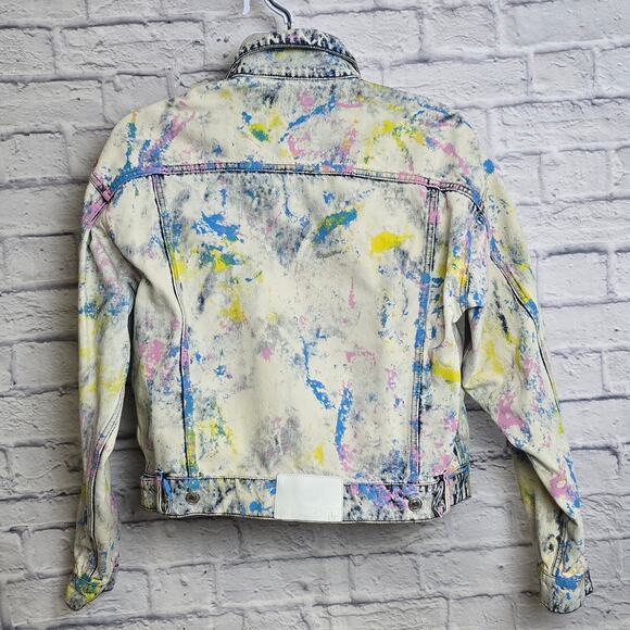 MSGM Jean Multicolor G-Jacket Size 42 US M/8 White Paint Splatter Made in Italy - Picture 2 of 16